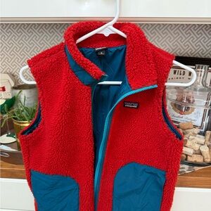 Boys Patagonia Red and Blue Fleece Vest